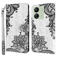 Klopové pouzdro pro Xiaomi Redmi 13C / Poco C65, Wallet, Lace Flower bílé