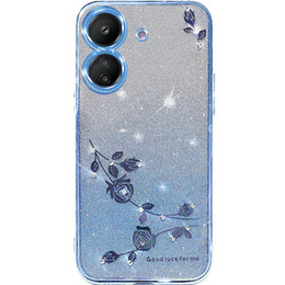 Pouzdro pro Xiaomi Redmi 13C / Poco C65, Glitter Flower, modré