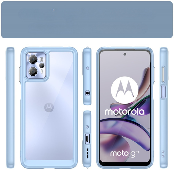 Pouzdro pro Motorola Moto G13 / G23, Fusion Hybrid, transparentní / modré