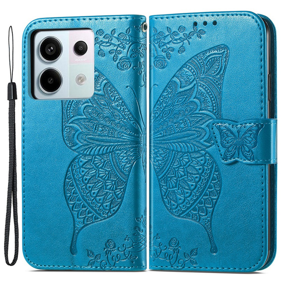 Klopové pouzdro pro Xiaomi Redmi Note 13 Pro 5G, Butterfly, modré