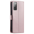 Pouzdro s klopou pro Samsung Galaxy S20 FE, Rhombus Crossbody Leather, růžové rose gold