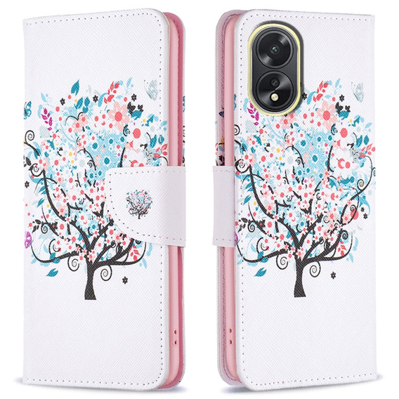 Klopové pouzdro pro Oppo A38 4G / Oppo A18 4G, Wallet, Colorful Tree bílé
