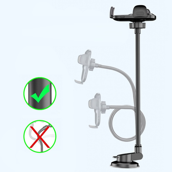 Držák do auta na čelní sklo, dlouhé rameno 30 cm pro telefony 4,7–7 palců