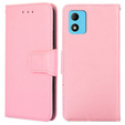 Klopové pouzdro pro TCL 305i, PU Leather Wallet Case, růžové