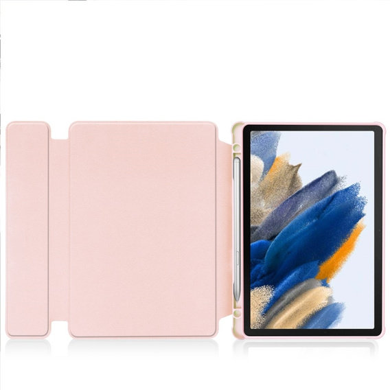 Pouzdro s klávesnicí pro Samsung Galaxy Tab A9+, Rotary 360° Leather, růžové rose gold