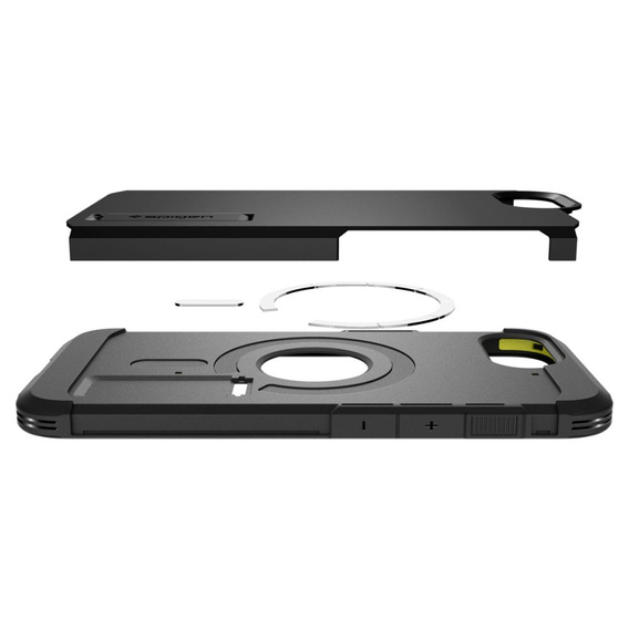 Pouzdro Spigen pro iPhone 16E, Tough Armor Mag MagSafe, černé + 9H tvrzené sklo