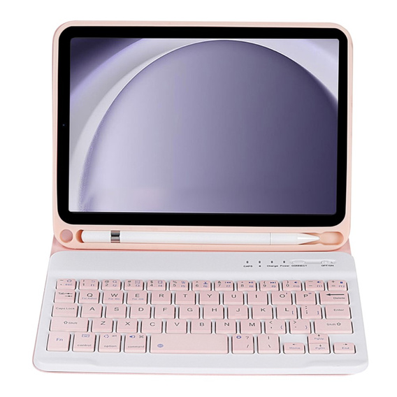 Pouzdro + klávesnice Samsung Galaxy Tab A9, Leather Pen Slot, růžové rose gold