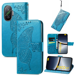 Klopové pouzdro pro Xiaomi Poco F7, Butterfly, modré