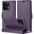 Pouzdro pro Xiaomi Redmi Note 13 5G, ERBORD Glossy Litchi, flipová peněženka, fialové