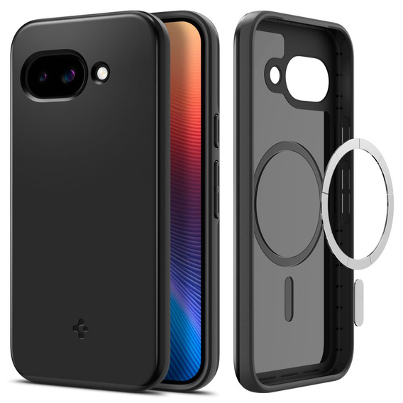 Pouzdro Spigen pro Google Pixel 9A, Thin Fit Mag, černé + 9H tvrzené sklo