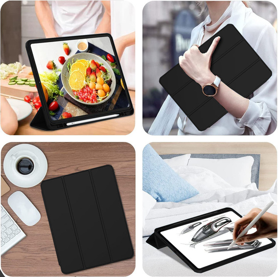 Pouzdro pro iPad Pro 12.9" 2022/2021/2020 (6/5/4 gen.), Smart Pencil, se slotem na stylus, černé