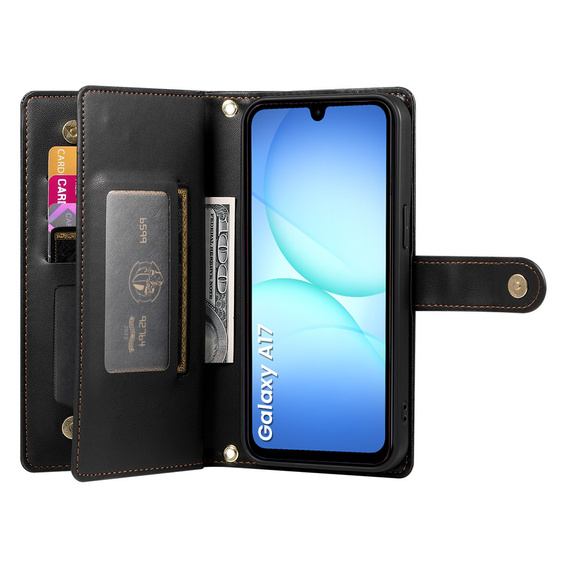 Flipové pouzdro Wallet Zipper Pocket pro Samsung Galaxy A17 5G, Wallet Zipper Pocket, černé