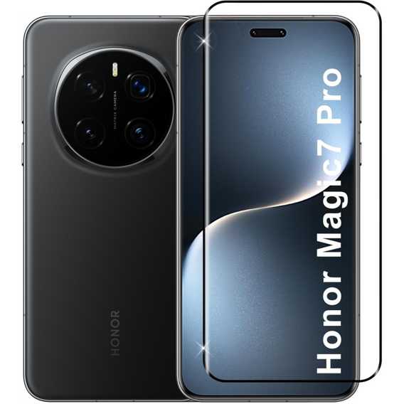 3D tvrzené sklo pro Honor Magic 7 Pro, černý rámeček