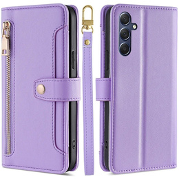 Klopové pouzdro pro Samsung Galaxy A16, Wallet Zipper Pocket, fialové