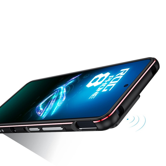 Pouzdro pro ASUS ROG Phone 8 Pro, Armor Bumper, s krytem objektivu, černá / červená