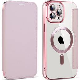 Klopové pouzdro pro iPhone 12 Pro, RFID Wallet MagSafe CamShield, růžové