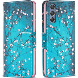 Klopové pouzdro pro Samsung Galaxy M34, Wallet, Sakura, modré