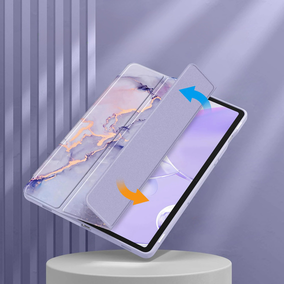 Pouzdro pro Samsung Galaxy Tab S10 Lite / S10 FE / S9 FE, Smartcase Hybrid, se slotem na stylus, Marble fialové