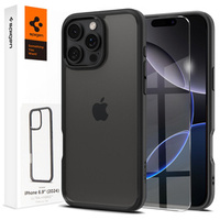 Pouzdro Spigen pro iPhone 16 Pro Max, Ultra Hybrid, transparentní / černé + 9H tvrzené sklo