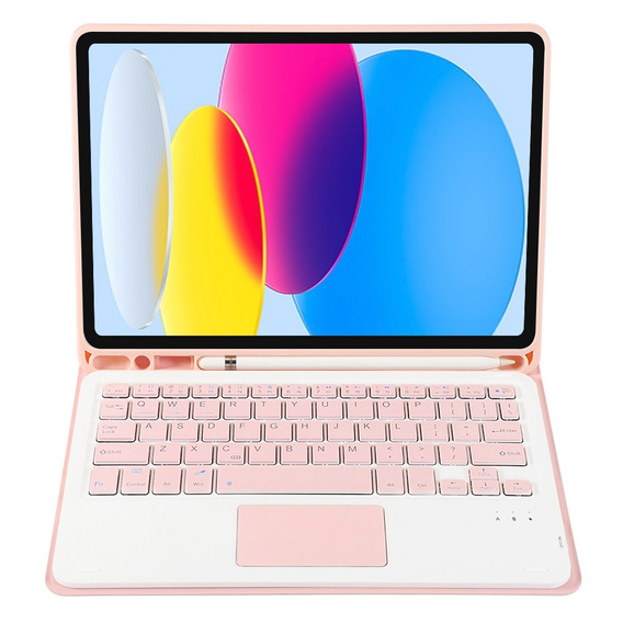 Pouzdro + klávesnice iPad 10.9 2022 10 Gen, TouchPad Pen Slot, růžové rose gold