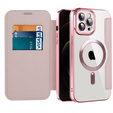 Klopové pouzdro pro iPhone 12 Pro, RFID Wallet MagSafe CamShield, růžové