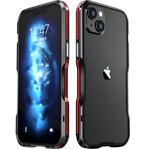 Pouzdro LUPHIE pro iPhone 14, Armor Bumper, černá / červená