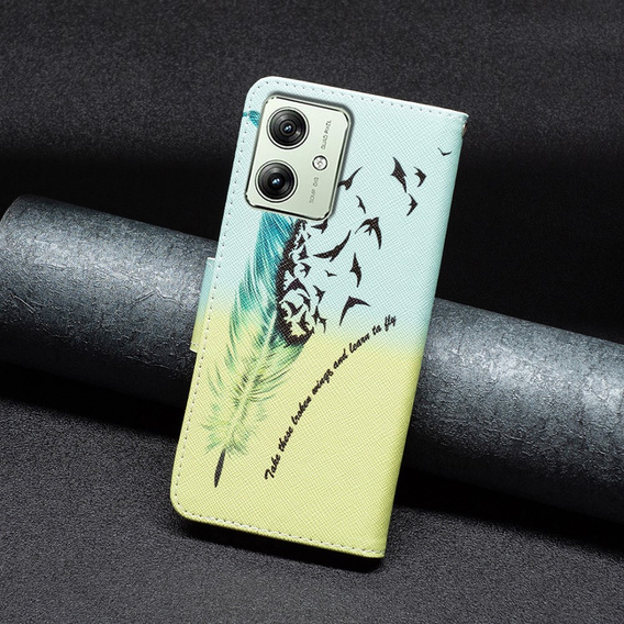 Klopové pouzdro pro Motorola Moto G54 5G, Wallet, feather, modré