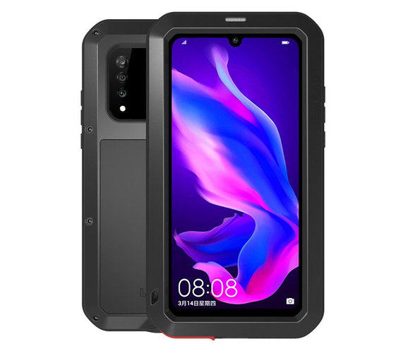 Pouzdro Love Mei pro Huawei P30 Lite/ Nova 4e, armored with glass, černé