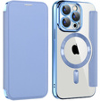 Klopové pouzdro pro iPhone 15 Pro, RFID Wallet MagSafe CamShield, modré