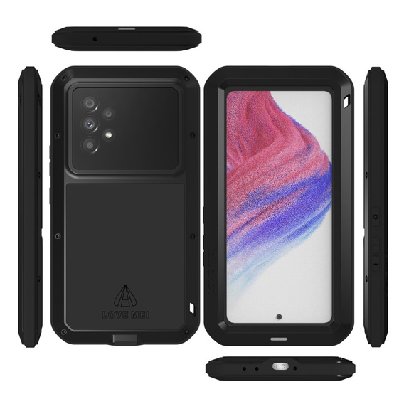 Pouzdro Love Mei pro Samsung Galaxy A53 5G, armored with glass, černé