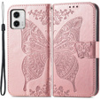Klopové pouzdro pro Motorola Moto G73 5G, Butterfly, růžové rose gold