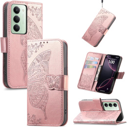 Klopové pouzdro pro Xiaomi Redmi 15 5G / 4G, Butterfly, růžově zlaté
