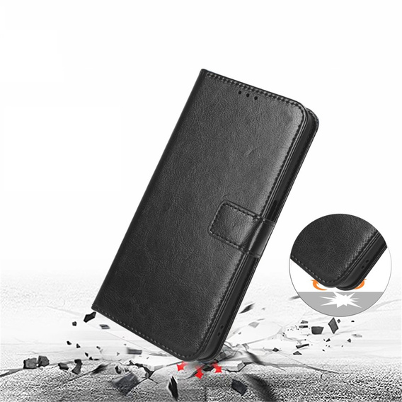 Klopové pouzdro pro Honor Magic 5 Lite, Crazy Horse Wallet, černé