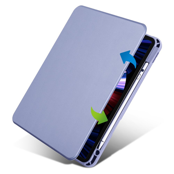 Pouzdro pro iPad Pro 11" 2022/2021/2020 (4/3/2 gen.), s prostorem pro stylus, otočné o 360°, fialové