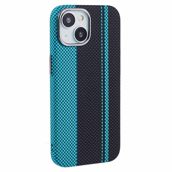 Pouzdro pro iPhone 15, Carbon Fiber MagSafe, černá / modrá