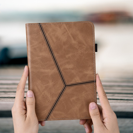 Pouzdro pro Samsung Galaxy Tab S10 Lite / S10 FE / S9 FE / S9, Classic, s prostorem pro stylus, hnědé