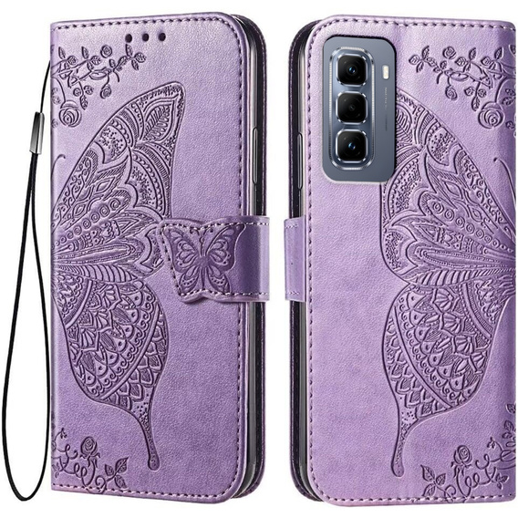 Klopové pouzdro pro Infinix Hot 50 Pro+ 4G, Butterfly, fialové