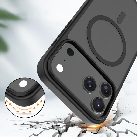 Matné pouzdro pro iPhone 17 Pro Max, pro MagSafe, průsvitné černé