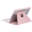 Pouzdro s klávesnicí pro iPad 11" 2025 A16 (11 gen.) / iPad 10.9" 2022 (10 gen.), Rotary 360° Leather, růžové rose gold