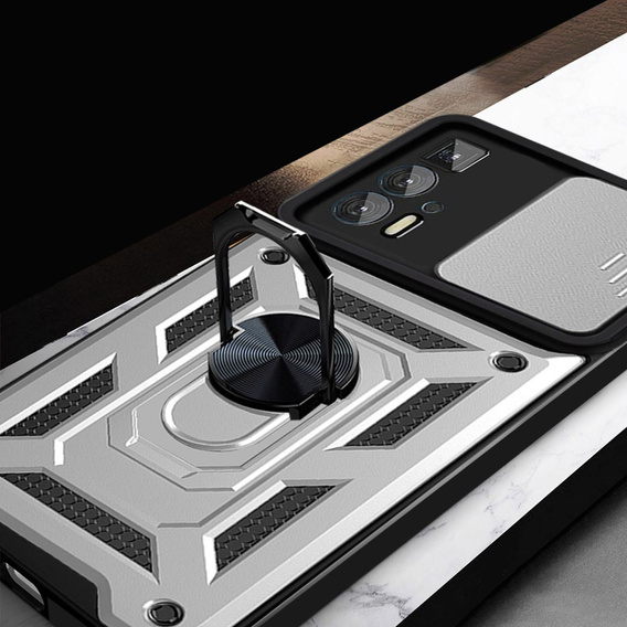 Pouzdro pro Motorola Edge 20 Pro, CamShield Slide, stříbrné