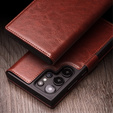 Flipové pouzdro pro Samsung Galaxy S25 Ultra, QIALINO Leather Wallet, tmavě hnědá
