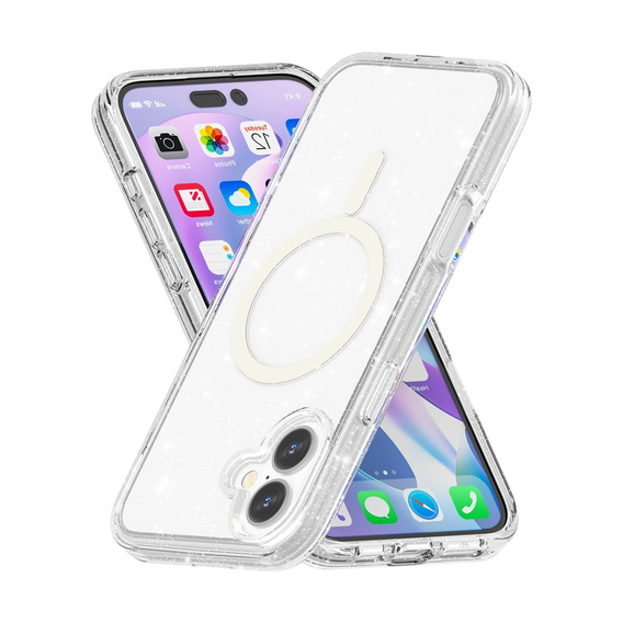 Pouzdro pro iPhone 17, pro MagSafe, třpytivé, průhledné