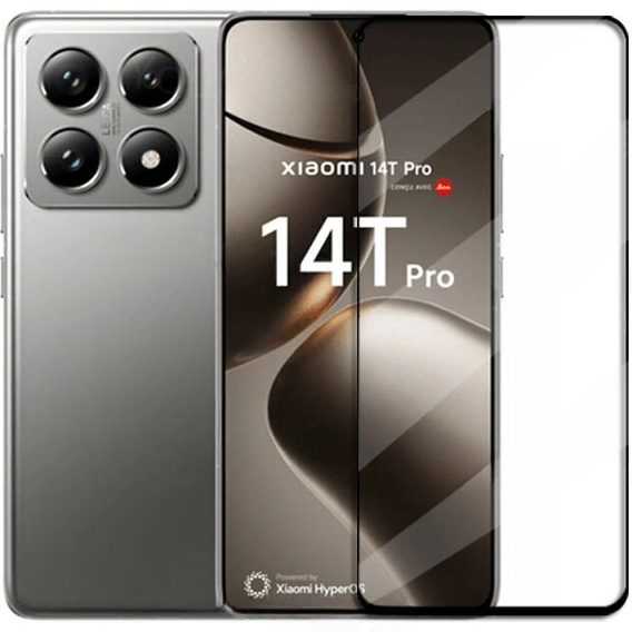 3D tvrzené sklo pro Xiaomi 14T Pro, černý rámeček