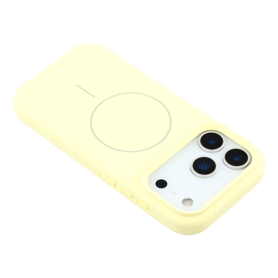 Silikonové pouzdro pro iPhone 17 Pro, pro MagSafe, proti nárazu, žluté