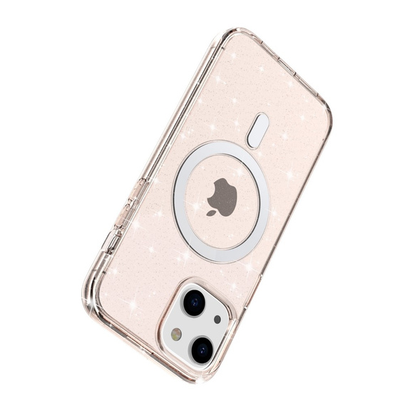 Pouzdro pro iPhone 14 Plus, Glittery, pro MagSafe, zlaté