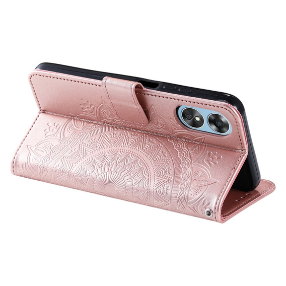 Klopové pouzdro pro Oppo A17, Mandala, růžové rose gold