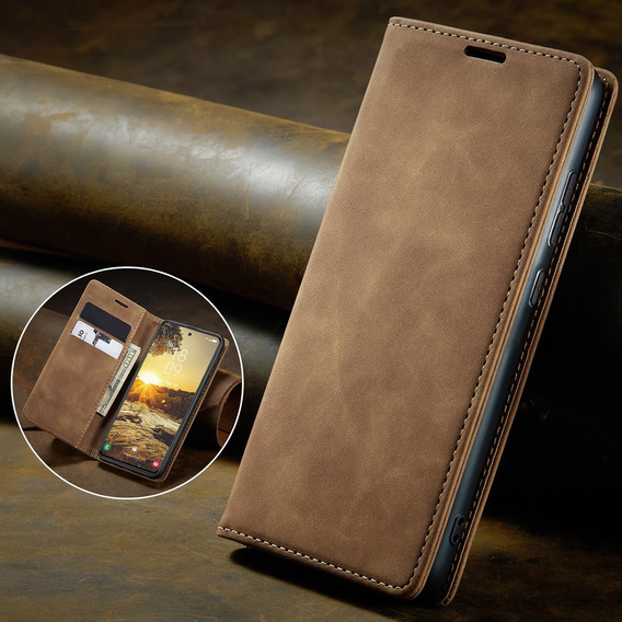 Pouzdro pro Samsung Galaxy A16, ERBORD Vintage peněženka s klopou, hnědé