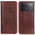 Flipové pouzdro pro Xiaomi Poco F6 Pro, Split Leather, hnědé