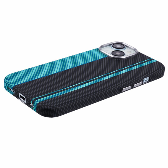 Pouzdro pro iPhone 14, Carbon Fiber MagSafe, černá / modrá