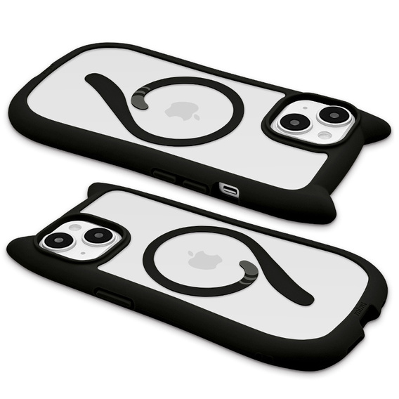 Pouzdro pro iPhone 15, pro MagSafe, Cute Cat, černé + sklo na displej